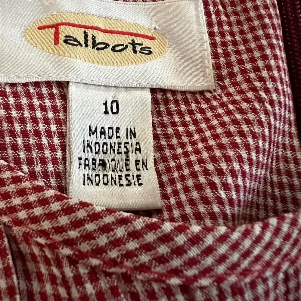 Talbots Red Checkered Pleated Dress Size 10